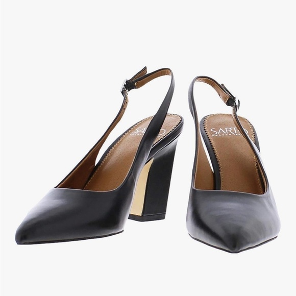 EUC Franco Sarto Sophie Black Slingbacks SZ 9 100% Leather - Picture 14 of 16